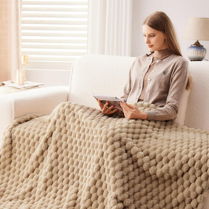 NEWCOSPLAY Super Soft Twin Blanket Brown Premium Silky Flannel Fleece 3D Clouds Stylish Jacquard Lightweight Bed Blanket All Season Use 350GSM (Brown, Twin(60"x80"))