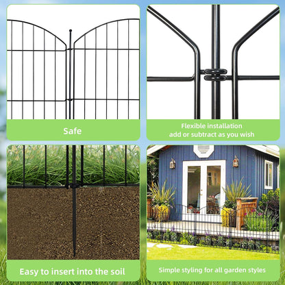 Decorative Garden Fence 24in (H) x20ft (L), 10 Pack No Dig Fence Animal Barrier for Dog, Arched Flower Bed Edging, Wire Border Panel Fencing for Yard Patio Outdoor Decor