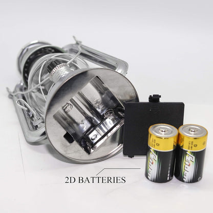 YAKii LED Vintage Lantern Metal Hanging Hurricane 12 LED Dimmer Switch Cold White Battery Operated Power Outage Indoor Camping Lighting Outdoor Brooklyn Decoration(Silver)