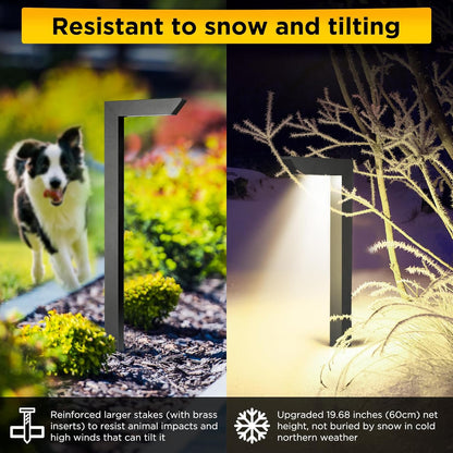 Gardencoin 3CCT LED Low Voltage Landscape Pathway Light, 12V Premium 3000K/4000K/5000K Selectable Path Lights Wired, Modern Walkway Lights Outdoor, Higher Housing with Larger Stake (19.7IN, 8 Pack)