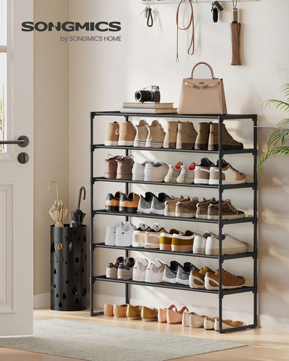 SONGMICS Shoe Rack, 6-Tier Shoe Organizer, Metal Storage Shelf, Upright or Upside Down, for 24-30