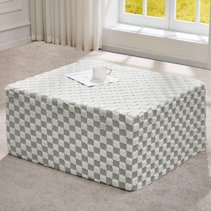 Hobestluk Rectangle Ottoman Memory Foam Footrest for Couch with Removable Cover Large Floor Seating for Adults Ottoman Coffee Table for Living Room, Bedroom or Office (Plush GREYOLIVE, Footrest)