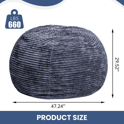 Large Bean Bag Chair, 5FT Giant Beanbag Chairs with Memory Foam Filled, Bean Bag Chairs for Adults, Ultra Soft Lazy Sofa for Living Room Bedroom (Gery)