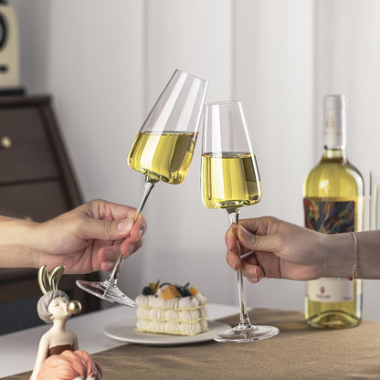 Champagne Flutes Glass Set of 4,Crystal Champagne Glasses 9OZ/ 270ML, Hand Blown Mimosa Glasses, Unique Champagne Gift for Wedding, Engagement Gift