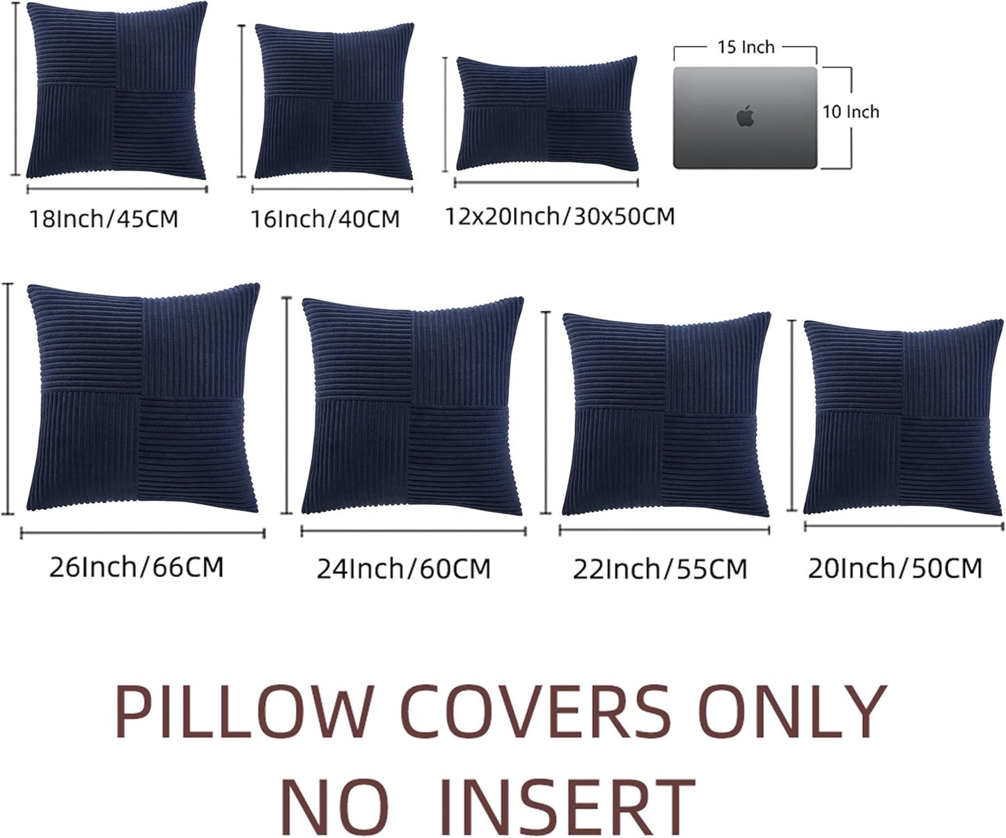 Fancy Homi 2 Packs Navy Blue Lumbar Decorative Throw Pillow Covers 12x20 Inch for Living Room Couch, Rustic Farmhouse Boho Home Decor, Soft Striped Corduroy Rectangle Accent Cushion Case 30x50 cm