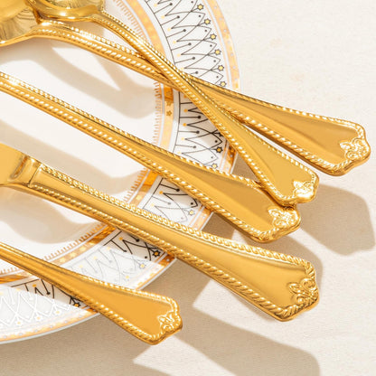 KINGSTONE Gold Silverware Set, 20-piece 18/10 Stainless Steel Flatware Set Cutlery Set for 4, for Kitchen, Home, Wedding, Party, Mirror Polished and Dishwasher Safe, Featured Gifts