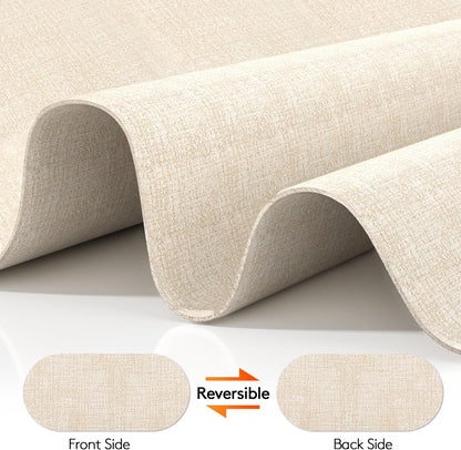 DOLOPL Placemats Set of 6, Oval Large Beige Place Mats for Kitchen Dining Room Table Decorations, Faux Leather Anti Slip Waterproof Dining Table Place Mats for Indoor & Outdoor Use(13.8"x21.6")