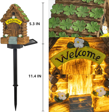 Dazzle Bright Fairy Garden House, 16" Glow in The Dark Cottage with Solar LED Light, Beautiful Miniature Garden Decoration for Indoor or Outdoor Gardens