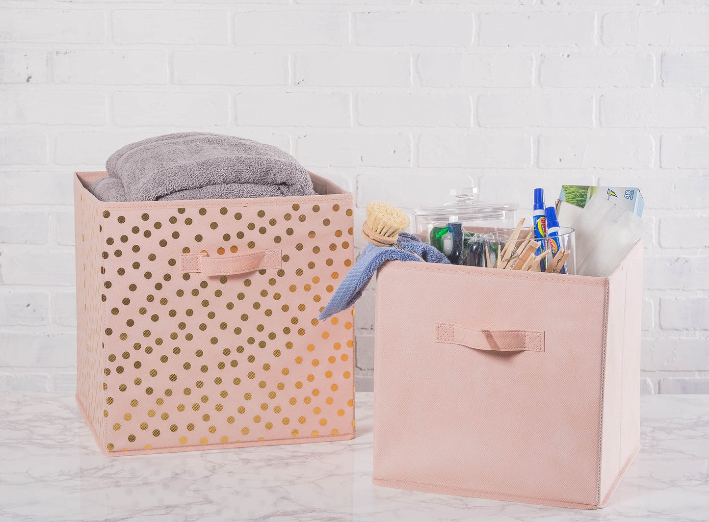 DII Collapsible Storage Organizer Bin, Small, 11" Cube, Pink, 2 Count