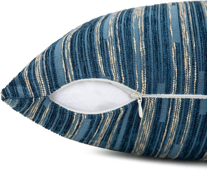 Yeiotsy Pack of 2, Modern Striped Throw Pillow Covers Bohemia Cushion Covers Home Decoration (Navy Blue, 18 X 18 Inches)