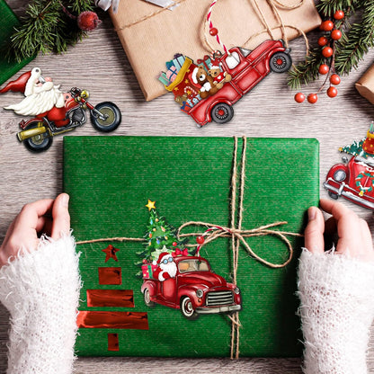 Wooden Christmas Truck Ornaments Red Truck Wooden Hanging Ornaments Wooden Car Crafts with Bead Farmhouse Hanging Decor for Xmas Tree Decoration Holiday Parties Craft Supplies 24 Pieces