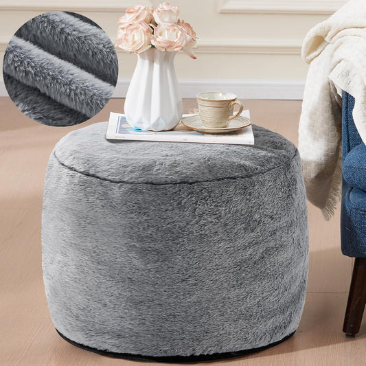 Round Ottoman Foot Rest for Couch 20"x15" Foot Stool Ottoman Pouf with Foam Chunk Filling Small