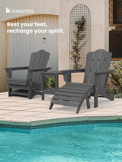 KINGYES Folding Adirondack Ottomans Set of 4 for Adirondack Chair, Grey