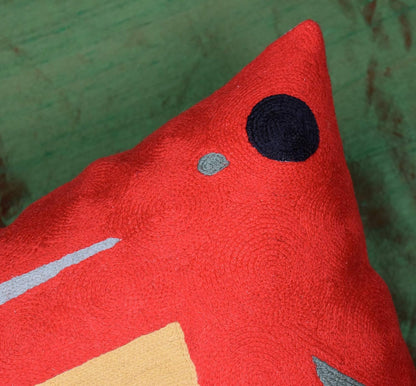 Kandinsky Abstract Pillow Cover - Red, 18x18, Modern, Abstract, Home Decor, Couch, Sofa, Bed, Chair, Loveseat, Living Room, Bedroom, Porch, Outdoors, Office