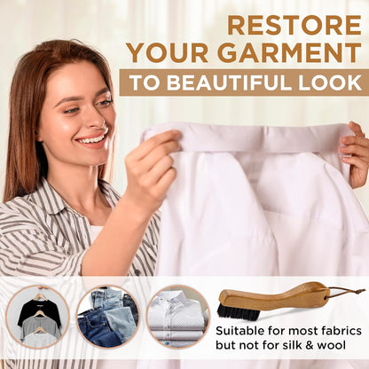 TAKAVU Stain Brush, Laundry Brush for Stain Removal, Natural Black Boar Bristle Cleaning Brush with Ergonomic Handle, Suitable for Delicate Fabrics Without Damage, Perfect Laundry, Shoes, Boots, Home