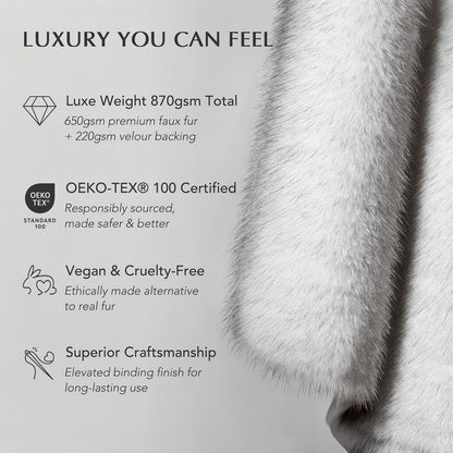 Luxury Faux Fur Throw Blanket, Soft Fluffy Faux Mink Blankets for Bed, Couch, Sofa, Thick Cozy Plush Warm Fur Throws with Reversible Velvet, Frosted White Wolf, 60"x80"