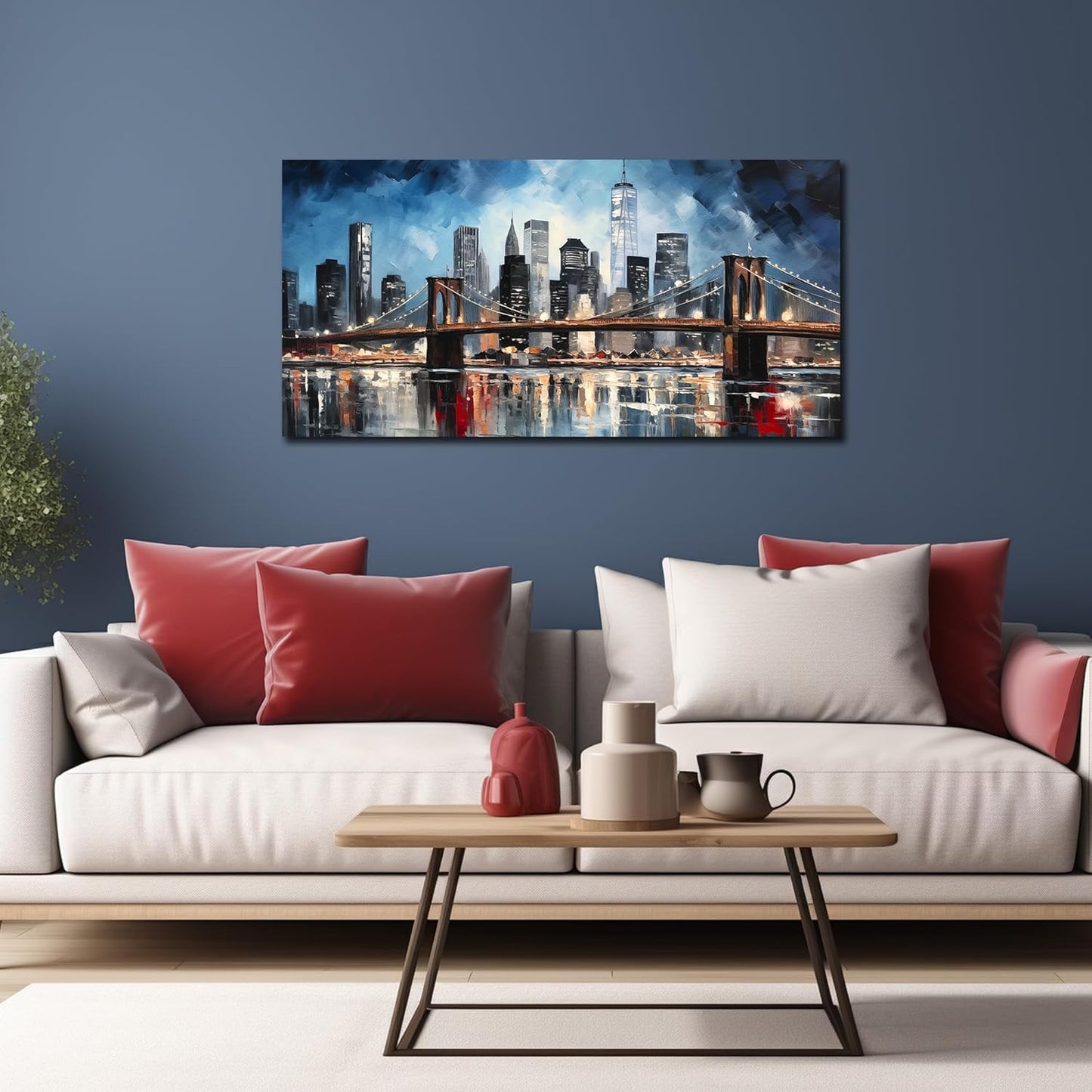 Brooklyn Bridge Canvas Wall Art Living Room City Wall Decor for Office Modern Pictures for Bedroom Wall Decor 20 x 40 Inch