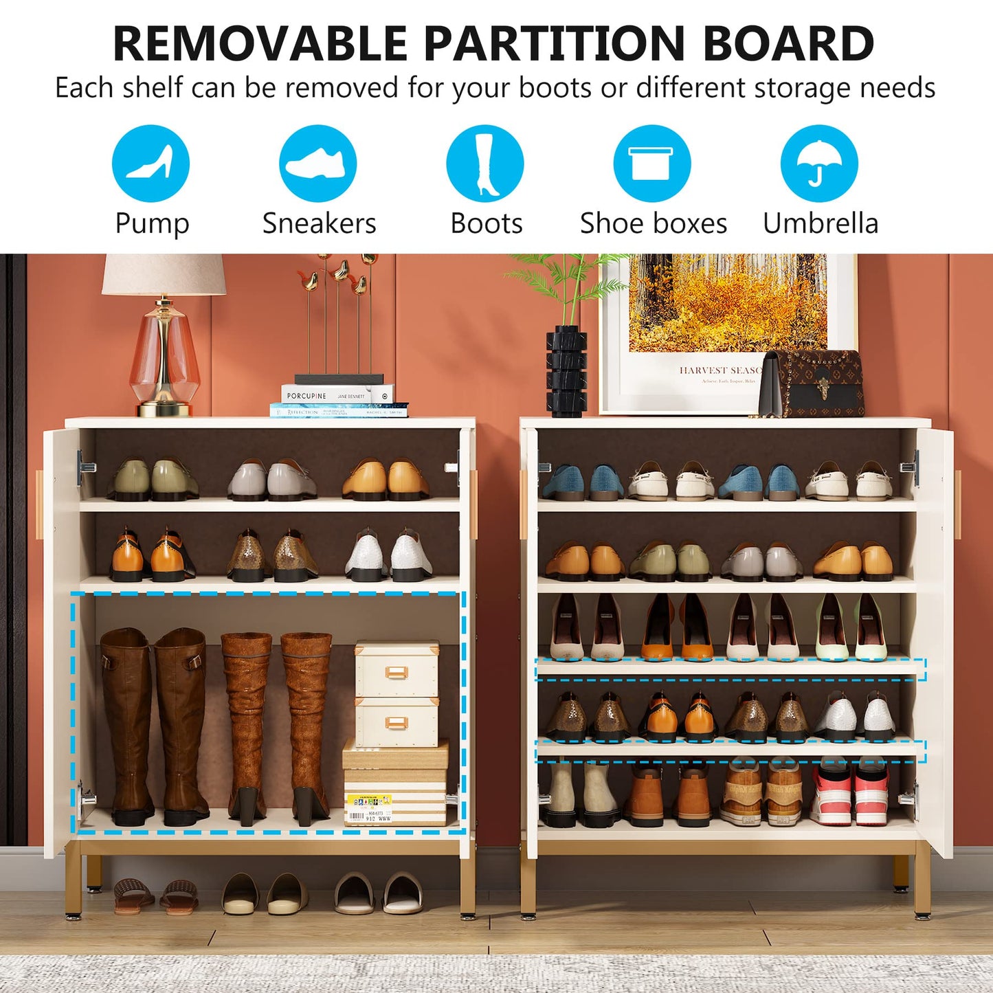 Tribesigns Shoe Cabinet with Doors, 20 Pairs Entryway Shoe Storage Cabinet with Shelves, 5-Tier