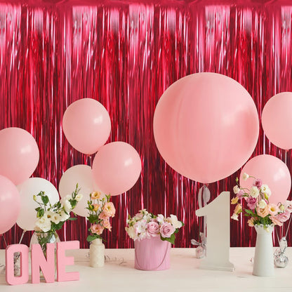 GOER 3.2 ft x 9.8 ft Metallic Tinsel Foil Fringe Curtains Party Photo Backdrop Party Streamers for Birthday,Graduation,New Year Eve Decorations Wedding Decor (5 Pcs,Burgundy)