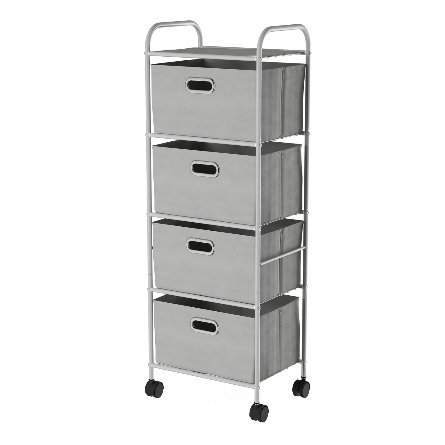 Lavish Home 4-Drawer Fabric Dresser, Gray/Silver, 16.5” x 12” x 45”