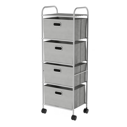 Lavish Home 4-Drawer Fabric Dresser, Gray/Silver, 16.5” x 12” x 45”
