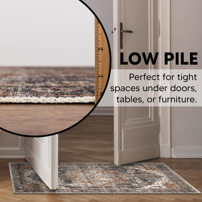 Keen Home Design 2x3 Rug - Machine Washable Entry Rug with Non-Slip Backing, Ideal for Enteryway, Kitchen, Bathroom, Laundry Room - Vintage, Easy Clean, Durable, Low Pile Rug - (2' x 3')