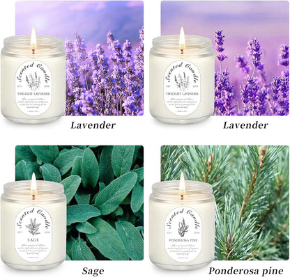 4 Pack Candles for Home Scented, Lavender Candles, 28 oz 200 Hour Long Lasting Aromatherapy Candle Set, Candle Gift Set for Women, Perfect for Birthday Gifts