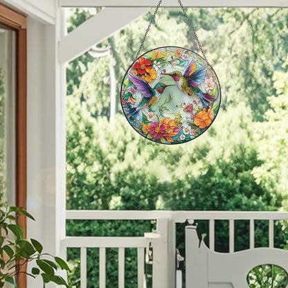 Stained Glass Window Hanging – Double-Sided Glass Sun Catcher with Chain – Memorial Window Art Panel for Home Décor, Spiritual Comfort, and All-Occasion Gifting