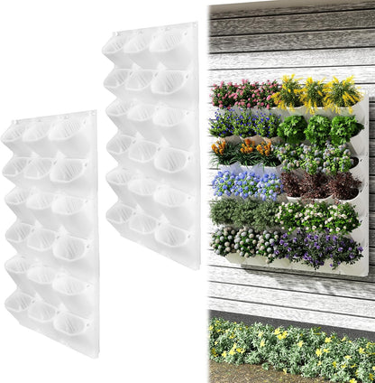 Self-Watering Wall-Mounted Vertical Planter, 36 Pots Wall Planter Indoor Vertical Living Green PlantWall Easy Installation 45''x39'' x5'' (White, 45X39 Inch 36Pcs)