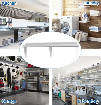 HARDURA Stainless Steel Shelf 18" x 72", 480lb Commercial Shelves Wall Mount Metal Shelving with Backsplash and Brackets for Kitchen, Restaurant, Laundry Room and Home