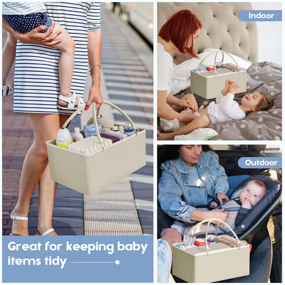 2In1 Baby Diaper Caddy Organizers and Storage, 3 Tier Rolling Cart with Dividers and Drawers, Mobile Utility Cart Baby Dresser Clothes Organizer for Changing Table, Crib Nursery, Bedroom