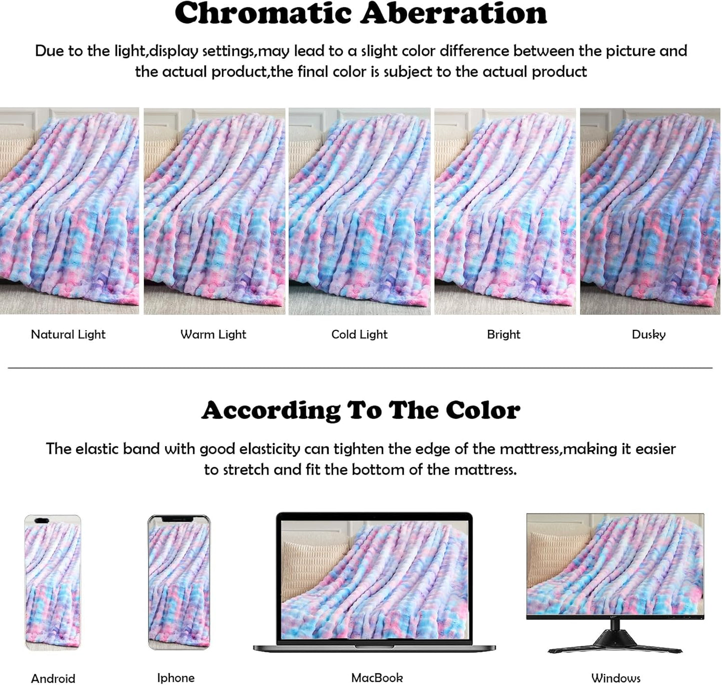 NEWCOSPLAY Faux Fur Throw Blanket Purple Rainbow Luxury Fluffy Thick Warm Bubble Blanket for Couch Sofa Bed 700GSM (Purple Rainbow, Throw(50"x60"))