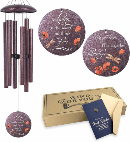 ASTARIN Dragonfly Wind Chimes for Loss of Loved One, Personalized Windchimes in Memory of a Loved One, Bereavement Gifts for Loss of Father Mother, 3 Size Deep Tone Wind Chime