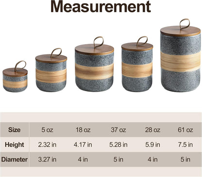 Airtight Coffee Storage Container Jar with Lid, Ceramic Kitchen Food Storage Jars for Spice Sugar Cookie, Coffee Bean Stackable Decorative Jars for Housewarming, Grey & 28oz