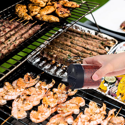 50 Pack 4.7 oz Plastic Spice Jars with Black Cap Empty Clear Plastic Spice Bottle Containers Reusable Seasoning Jars with Shaker Lids for Kitchen Storing and Dispensing Salt Powders