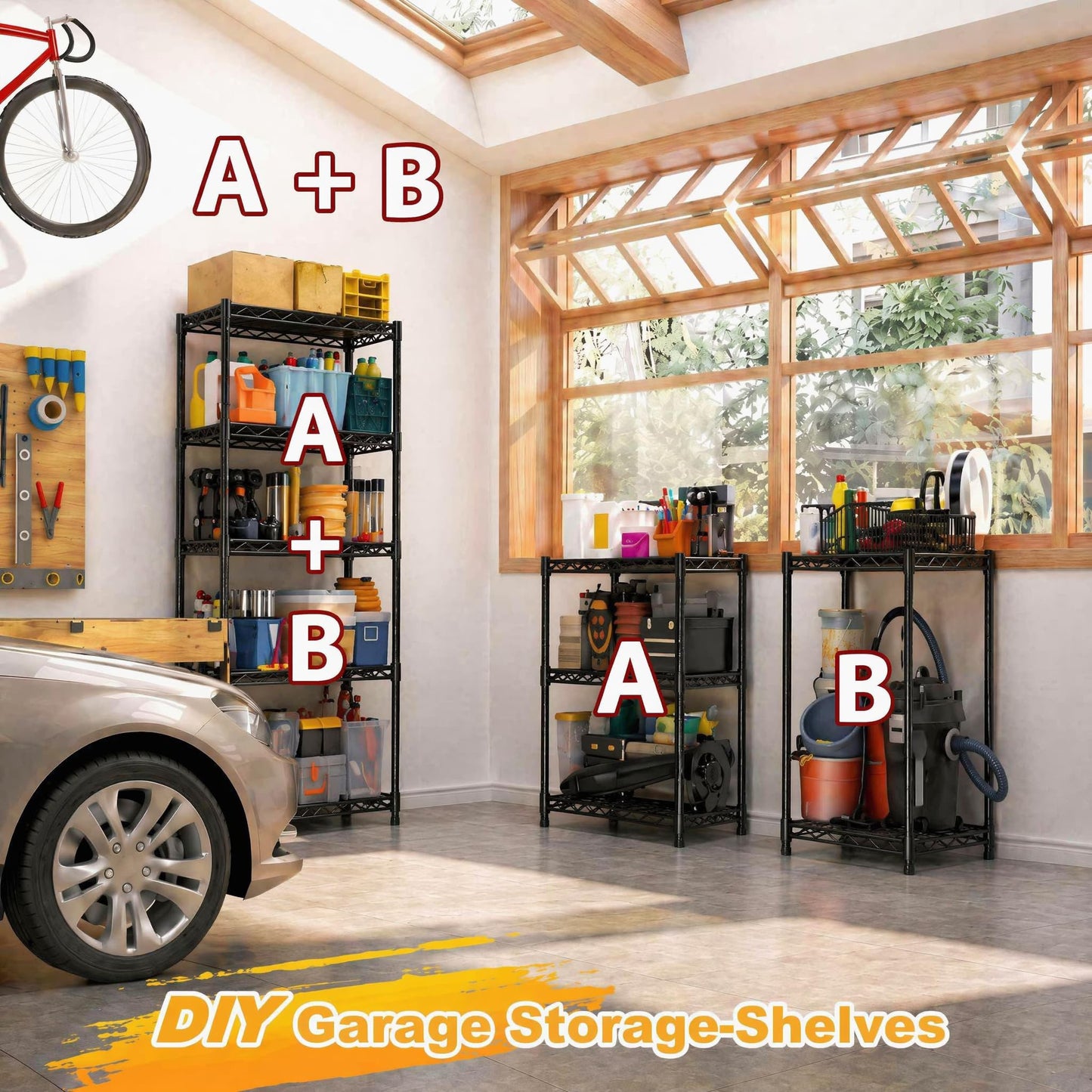 GRANNY SAYS 3-Tier Narrow Storage Shelves for Small Spaces, 18" W Metal Shelving Unit, Adjustable