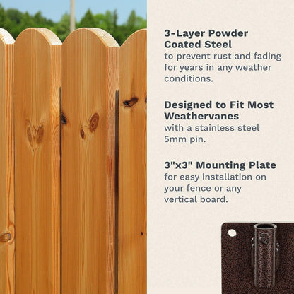 EZ Vane Birdhouse Weathervane — Post Mount, Wind Cups, Antique Copper Finish, Steel with Durable Triple Powder Coating, Handcrafted in USA