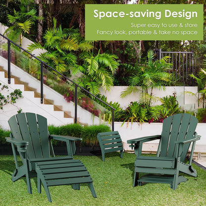 GREENVINES Adirondack-Ottoman | HDPE Plastic | Outdoor Footrest | All Weather | Foot Rest | Foot Stool | Forest | for Adirondack Chair | for Patio Backyard Pool