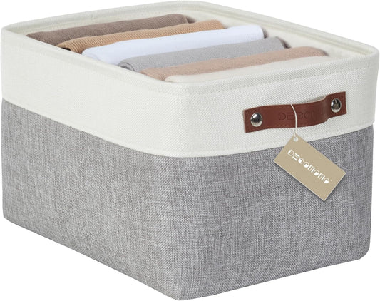 DECOMOMO Storage Bins Fabric Storage Baskets for Shelves, Linen Closet Organization Toys Nursery (Grey and White, Large - 1 Pack)