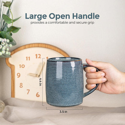 GBHOME Large Coffee Mugs Set of 6, 18oz Handmade Ceramic Coffee Mugs Set with Gradient color for Latte/Tea/Beer/Hot Cocoa, Dishwasher & Microwave Safe,