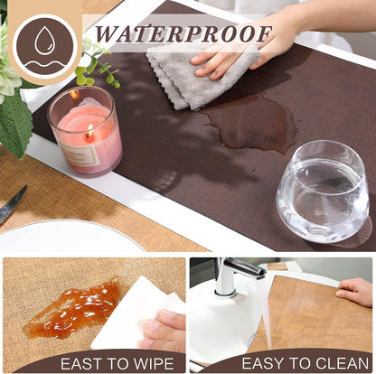 SUEH DESIGN Leather Placemats Set of 6 Reversible Table Mats Heat Resistant Waterproof No-Slip Place Mats for Dining Table Kitchen Parties