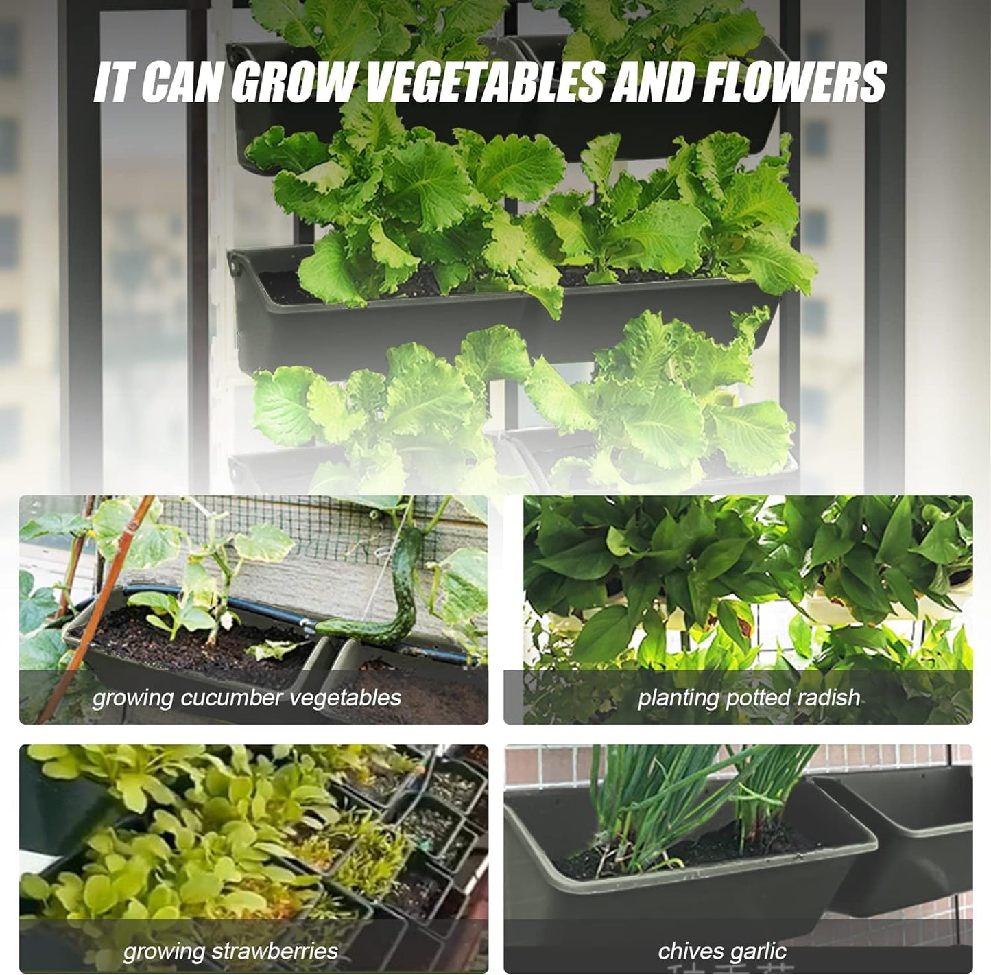 8 Pockets Vertical Garden Wall Planter Raised Beds Hanging Planter Wall Mounted Flower Beds for Flowers Vegetables Herb