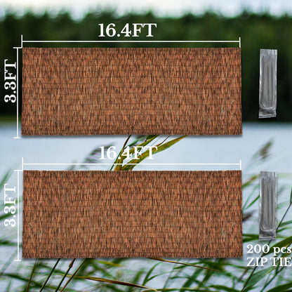 Brown 2 Pack 3.3FT X 16.4FT Reed Fencing Roll, Balcony Privacy Shade Reed Bamboo Fencing Garden Fence Border, Wind Block Sunshade Fence Screen for Outdoor Yard Patio Flower Bed Edge