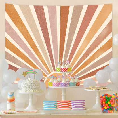 Kanuyee Retro Burning Sun Tapestry Wall Hanging, Vintage 70s Abstract Geometric Sunrise Tapestries for Bedroom Living Room Backdrop 36×48 inch