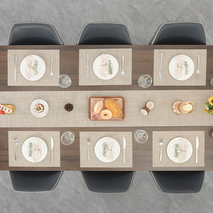 Myir JUN Placemats Set of 6, Vinyl Woven Placemats Place Mats Indoor Washable Table Mats Non-Slip Place mats for Dining Table (Beige, Set of 6)