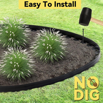 GOTGELIF No Dig Landscape Edging Border, 2'' Tall 40FT Garden Edging Kit with 60pcs Anchoring Stakes for Lawn, Flower Beds, Gardens and Yards (Black)