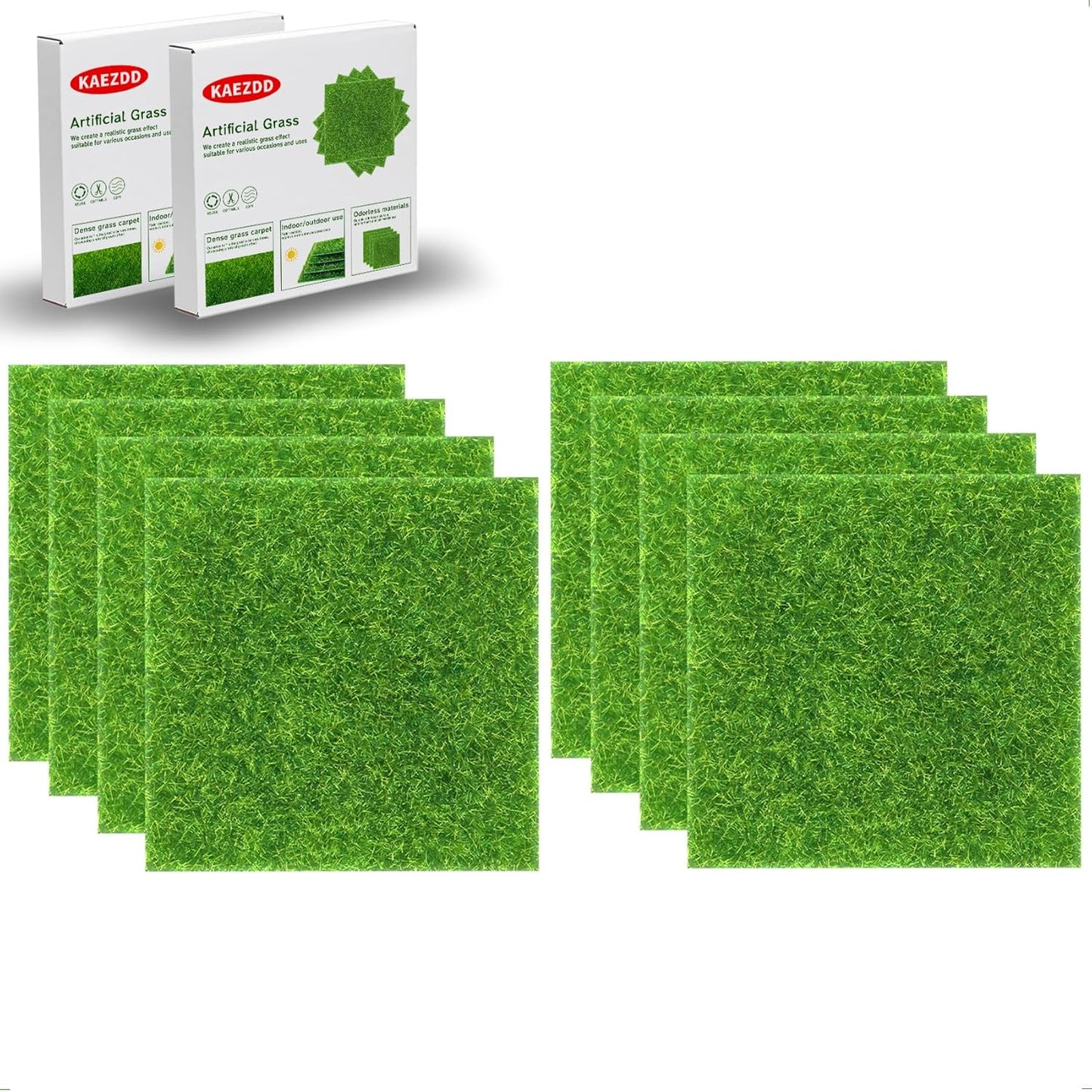 8 Packs 6 X 6 Inch Fake Grass Decor for Crafts, Artificial Grass for Dollhouse Miniature Ornament Projects, Model Turf Grass for DIY Fairy Garden Accessories and Decor Kit