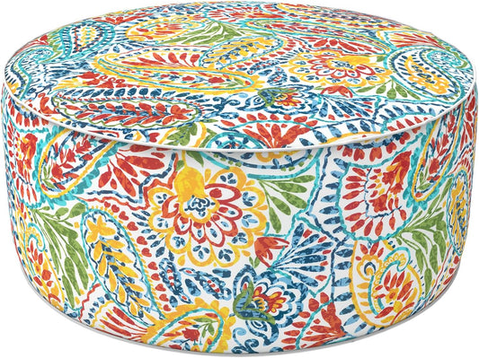 LVTXIII Indoor/Outdoor Inflatable Ottoman, D31 x H14 Inch Large Round Ottoman, All Weather Foot