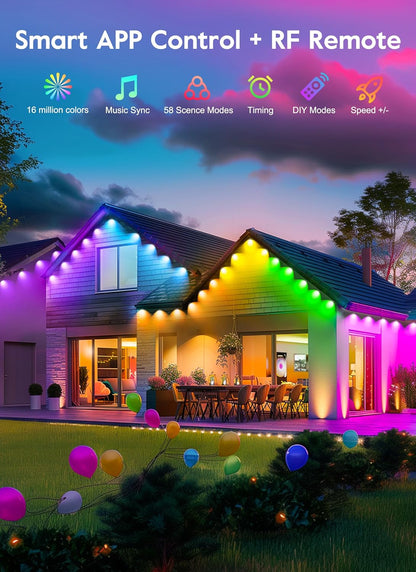 Brightown C9 LED Christmas Lights Outdoor, 200LED RGB Smart Christmas Tree Lights Music Sync DIY APP Controlled, Waterproof Connectable C9 String Lights for House Indoor Patio Xmas Decoration