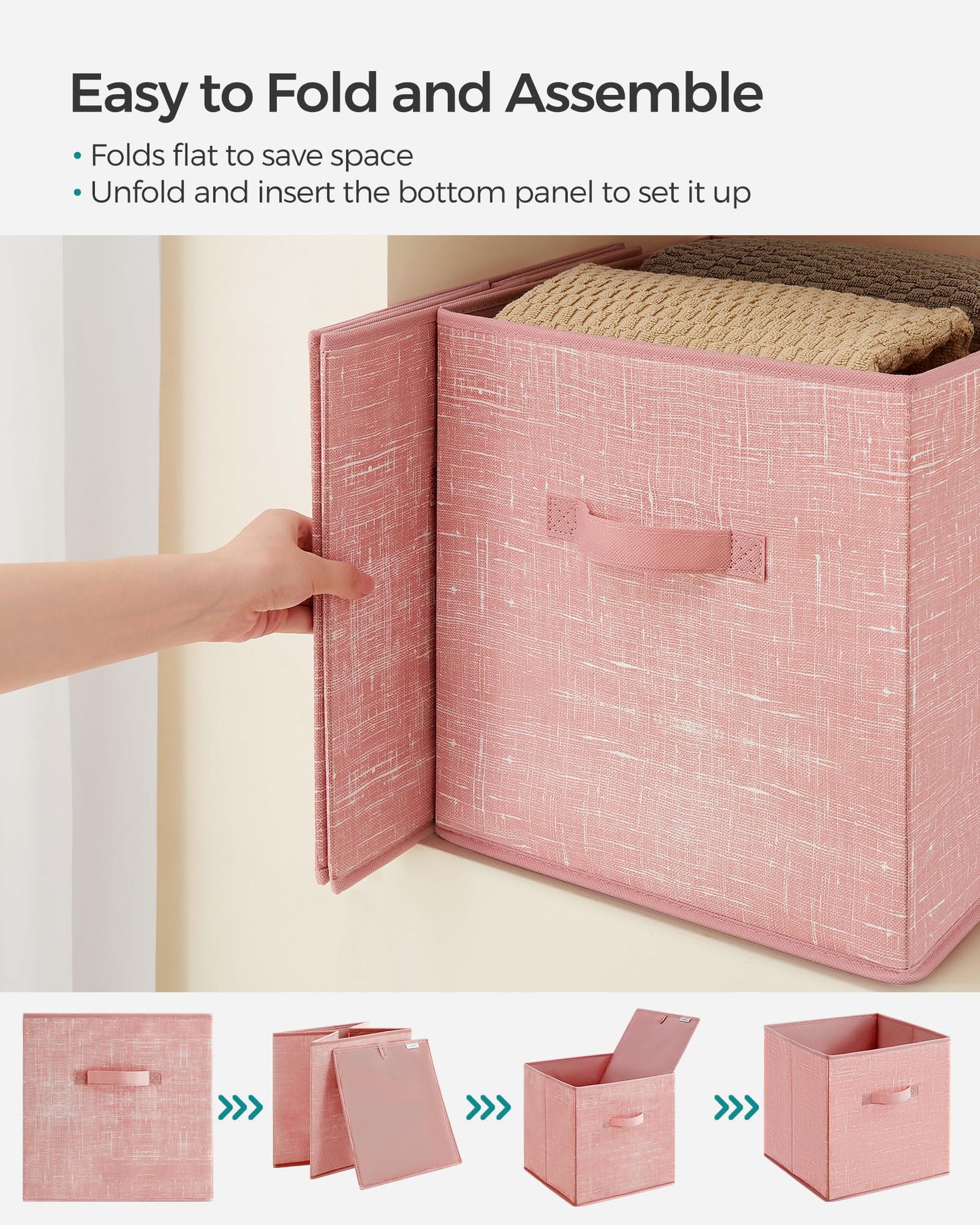 SONGMICS Storage Cubes, Set of 6, 13-Inch Foldable Closet Organizers